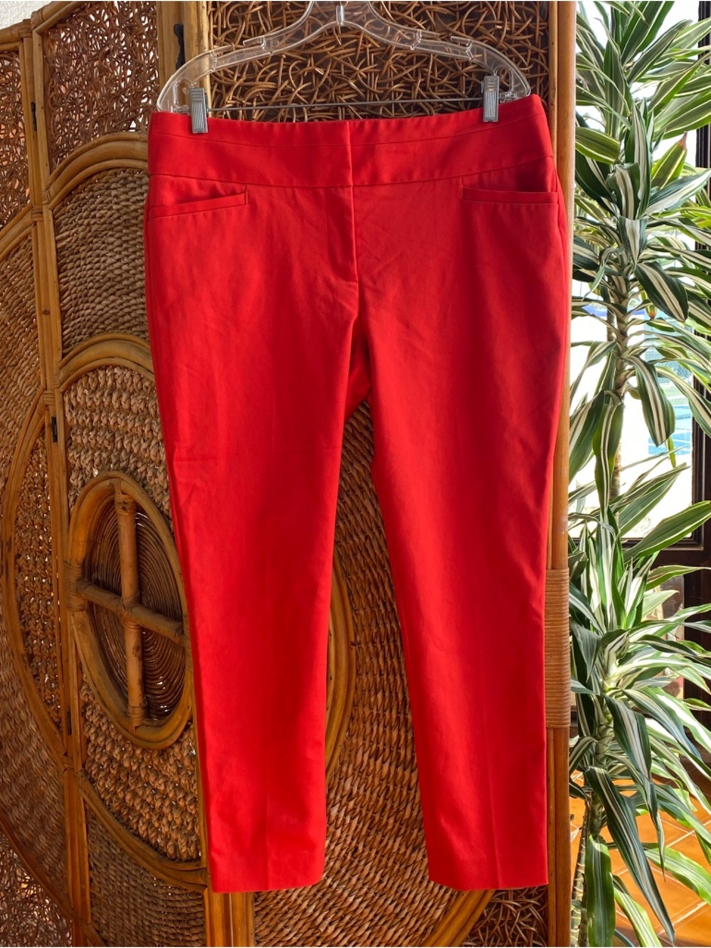 LOFT Marisa Skinny Vibrant Orange Ponte Ankle Pants NWOT
